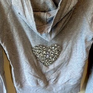 Vintage Twisted Heart Hoodie. Sworski Crystals Heart detail on back. Size M